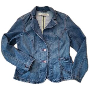 JEANSTAR Y2K Copper Rivets Multicolor Stitching Western Denim Blazer Jacket L